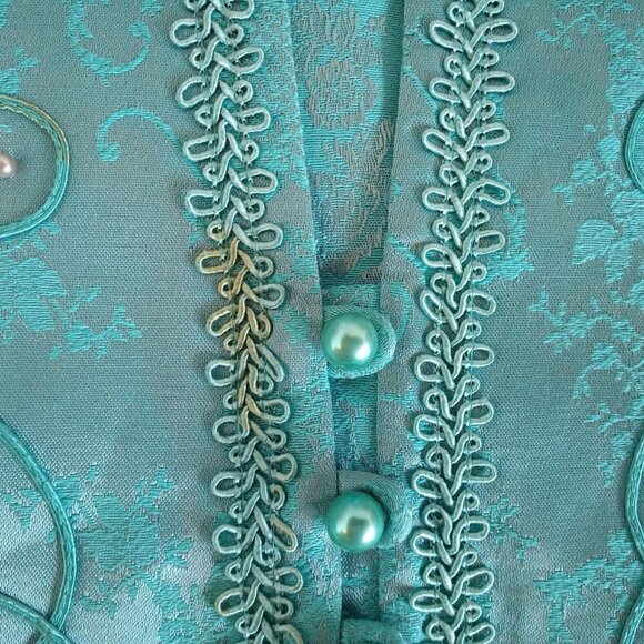 Vintage Nah Nah Collection Aqua Blue Jacquard Jacket - Picture 3 of 5